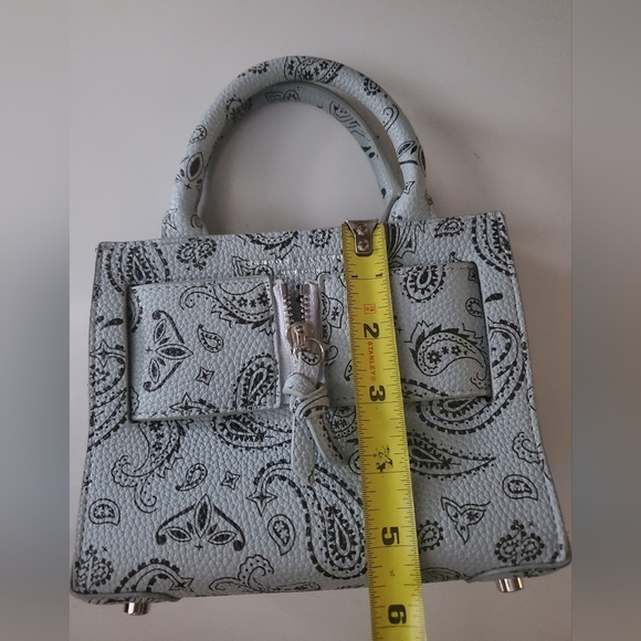 Brandon Blackwood Kuei Mini Bag Blue Paisley Leather Crossbody - Picture 16 of 16